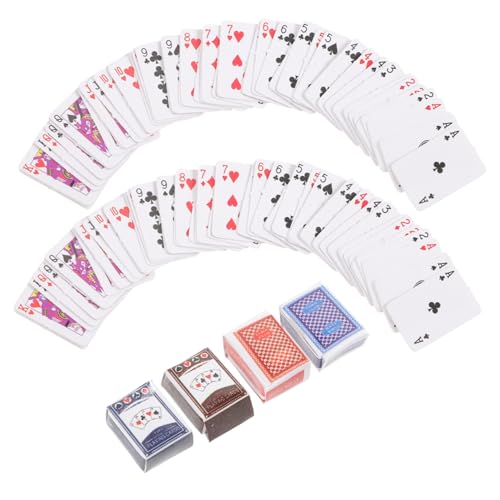 ibasenice 2 Sätze Miniature Pokerkarten Farbenfrohe Spielkarten für Puppenhaus Dekoration DIY Projekte und Thematische Partys für Junge Zufällige Farbe von ibasenice