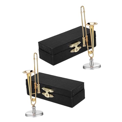 ibasenice 2 Sätze Miniaturposaune Modell mit Schwarzer Box und Ständer Mini Musikinstrument Dekoration für Puppenhaus und Musikliebhaber Transportable Sammlerfigur ibasenice 2 Sätze Miniaturposaune Modell mit Schwarzer Box und Ständer Mini Musikinstrument Dekoration für Puppenhaus und Musikliebhaber Transportable Sammlerfigur von ibasenice