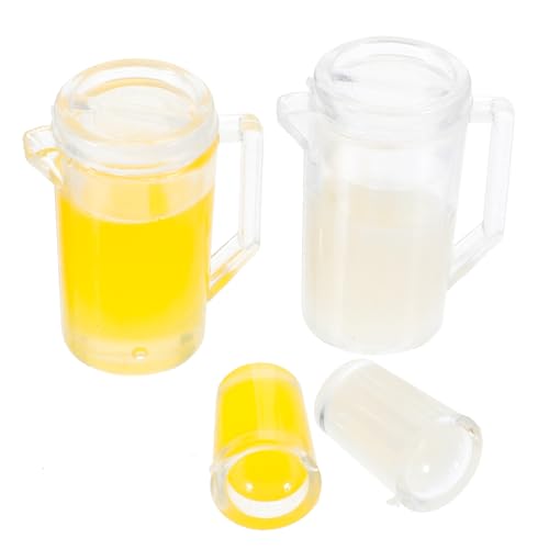 ibasenice 2 Sätze Puppenstubengetränk doppelt Mini Puppenflasche Saft Wasserkrug milchkännchen Set küche Toy Kitchen wasserkocher Szenenstütze Küchenrequisiten vorgeben Plastik von ibasenice