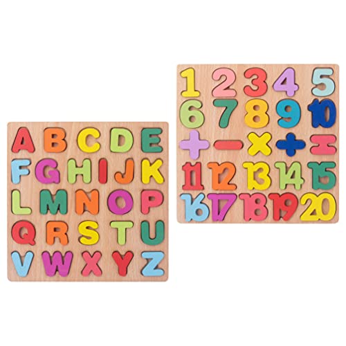 ibasenice 2 Sätze Puzzle Für Kinder ABC-Puzzle Elmo-Spielzeug Pädagogisches Matching-Spiel Alphabet-Zahlen-lernrätsel ABC-lernspielzeug ABC-Maus Nummer Hölzern Holz Kleinkind Buchstabe von ibasenice