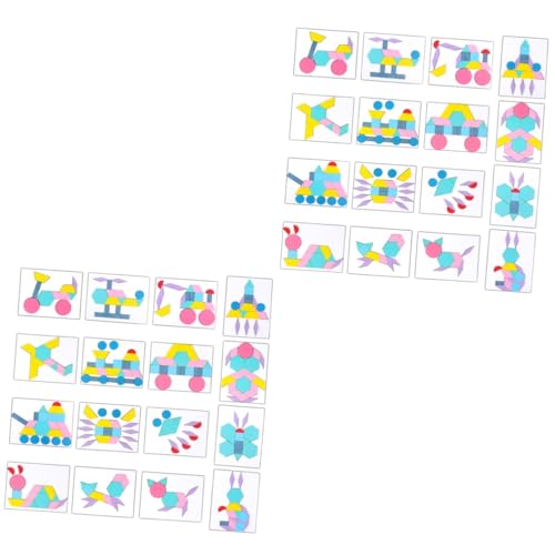 ibasenice 2 Sätze Tangram interaktives Spielzeug Kinder Puzzle gesselschafftsspiele rätselspiel motorik holzsteckpuzzel Wooden Jigsaw Puzzle Babies Spielzeug Sich ständig ändern hölzern von ibasenice