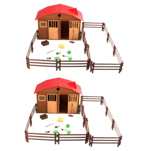 ibasenice 2 Sätze Tierisches Spielzeug Kidcraft-spielset Farmszenenmodell Bauernhof-Szene-Spielzeug Geflügel Kind Der Zaun von ibasenice