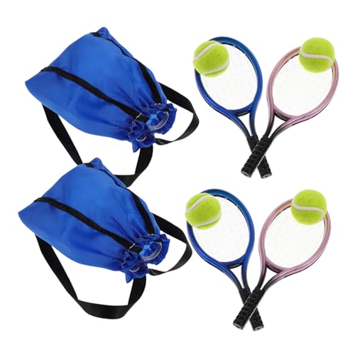 ibasenice 2 Satz Mini Tennisrackets mit Bällen Detailgetreue Miniatur Sport-Accessoires für Puppenhaus Dekoration und Rollenspiele Realistische Kleine Tennisschläger von ibasenice