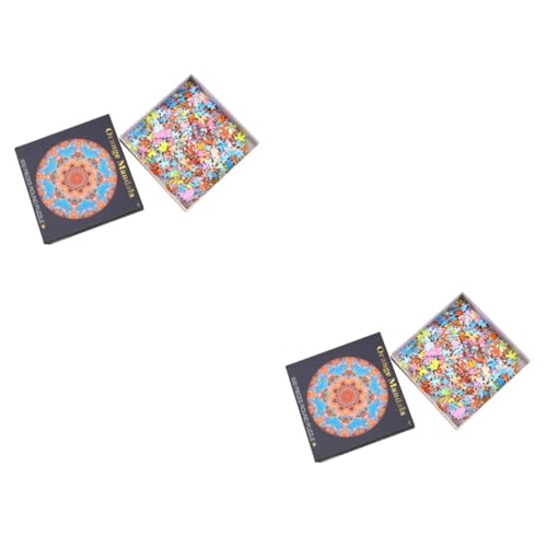 ibasenice 2 Satzteile Rätsel für Erwachsene Puzzle-Board herausfordern Rundes Papierpuzzle Kinder rätsel Kinderspielzeug Mandala malen Erwachsene Puzzle Haushalt 3D von ibasenice