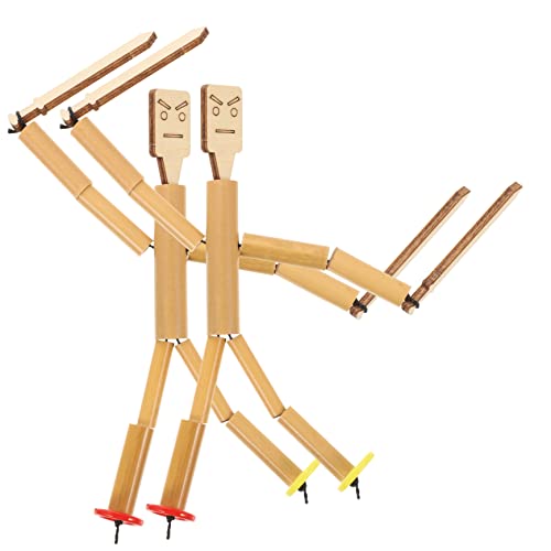 ibasenice 2 Sets DIY Ziehpuppen Puppenbausatz Desktop Spiel Fechtpuppen Ballonspiel Mini Für Mini Figuren Für Tischpuppenspiele Fechtpuppen Ballonspiel Bambus von ibasenice