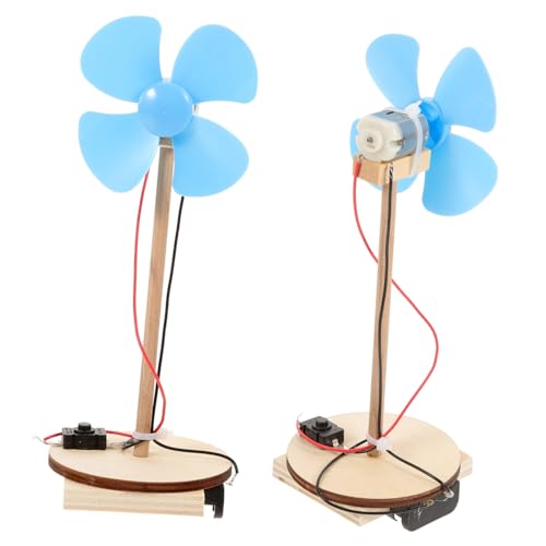 ibasenice 2 Stück Desktop-Lüfter Elektrischer Experimentierkasten klein elektrospielzeuge wiatrak elektryczny Electric Fan DIY Motorlüfter handgefertigter elektrischer rot von ibasenice