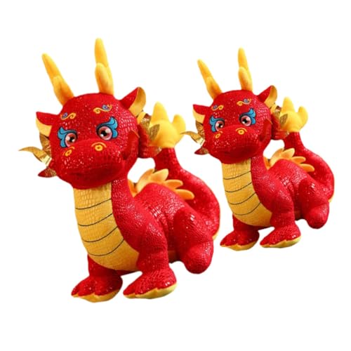 ibasenice 2 Stück Drachenpuppe Ausgestopfter Drache Drachenspielzeug Für Drachen-Sternzeichen- Drache Stoffpuppe Kuscheltier Drache Ausgestopftes Drachenspielzeug Rot Plüsch von ibasenice