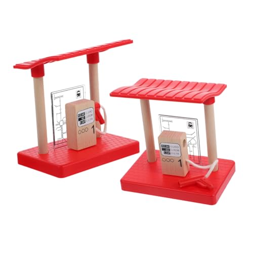 ibasenice 2 Stück Eisenbahnschienenzubehör Eisenbahnspielset Tankstelle Zugzubehör Eisenbahnschienenspielset Rollenspiel Zugspielzeug Rollenspielzubehör Eisenbahnschienen Bahnhof Holz von ibasenice