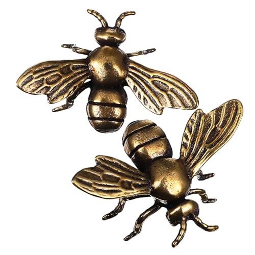 ibasenice 2 Stück Handgefertigte Messing Bienenfiguren Kreative Miniaturornamente für Zuhause und Bürodekoration Langlebig und Realistisch Geschenkidee von ibasenice
