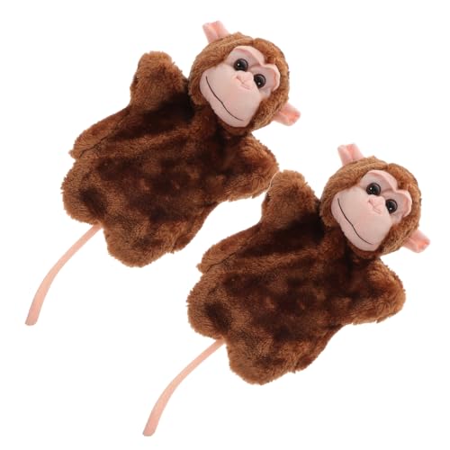 ibasenice 2 Stück Handpuppe Früherziehung Kinderpuppen Tierbabys Puppen Für Babys Puppe B Babypuppen Für Kleinkinder Ausgestopfte Hand Plüsch Kaffee von ibasenice
