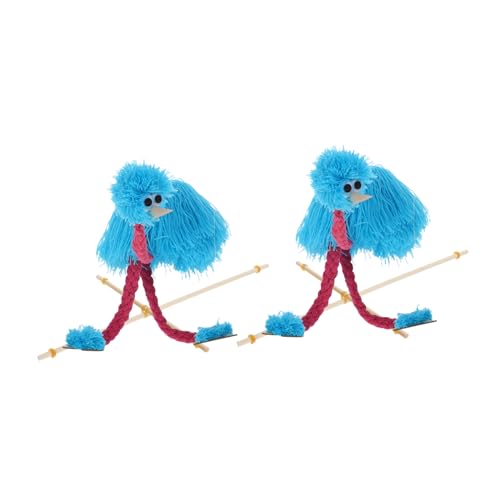 ibasenice 2 Stück Holz Marionetten Puppen mit Zugfaden Plüsch Strauß Tier Marionette für Interaktives Handspiel Hand-Auge-koordination und Fantasievollem Lernen von ibasenice