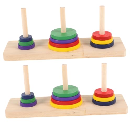 ibasenice 2 Stück Holzspielzeug Intelligentes Puzzle Tower of Hanoi für Erwachsene Kreatives Brettspiel Denkfähigkeiten und Problemlösungskompetenz für DIY Party und Zuhause von ibasenice