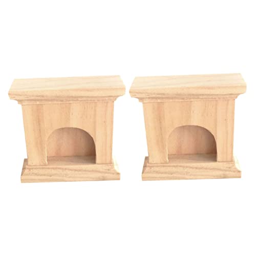 ibasenice 2 Stück Kamin im Puppenhaus holzmöbel Holz kaminofen Holzspielzeug puppenhaus Einrichtung puppenhaus Kamin DIY Modell Mini-Kamin Miniatur-Wohnmobiliar hölzern von ibasenice