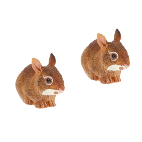 ibasenice 2 Stück Kaninchen Figur Miniatur Deko Realistisches Tiermodell Kunststoff für Kinderzimmer Wohnzimmer Landschaftsornament Lebendig und von ibasenice