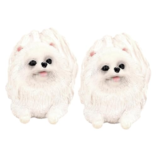 ibasenice 2 Stück Kleine Pomeranian Hundefiguren Leichte Simulation Tiermodell Deko Pädagogisches und Vorstellungskraft für Wohn und Gartenbereich von ibasenice