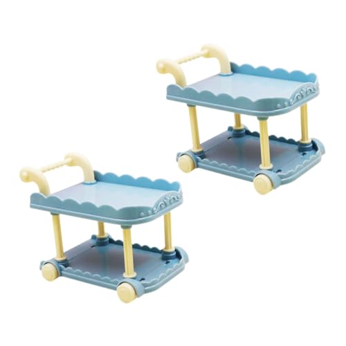 ibasenice 2 Stück Mini-Foodtruck Miniatures spielzeugküche Modellbau Küche puppenhauszubehör Modellbau Sammlerstück Mini-Küchendekorationen Mini-Speisewagen -Automodelle Plastik Blue von ibasenice