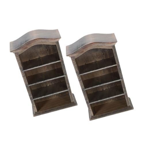 ibasenice 2 Stück Mini-Möbel bücherregal Book Shelves ordnerregal Decor Tür Miniatur zierleisten Holz bastelset Minischrank zum Basteln Minischrank für hölzern Silver von ibasenice