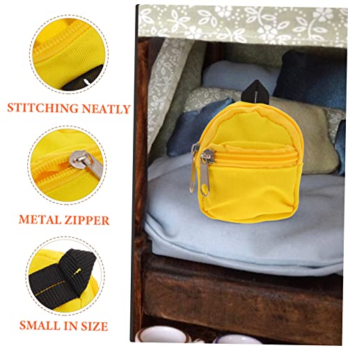 ibasenice 2 Stück Mini Rucksack für Puppen aus Robustem Polyester Dekorativer Kleiner Schulranzen als Fotorequisite und Ornament Lebendige Gelbe Farbe für Puppenliebhaber und von ibasenice