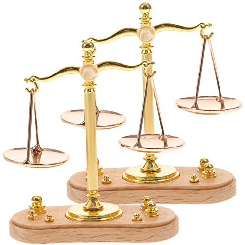 ibasenice 2 Stück Mini-Waage Miniaturen Gewichte Puppenhäuser kinderzimmerdeko Room Decoration Miniatures Modell Einer Miniaturwaage Miniaturmaßstab Zinklegierung Golden von ibasenice