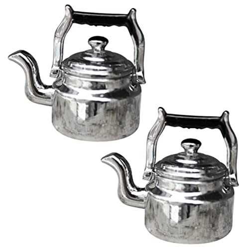 ibasenice 2 Stück Mini Wasserkocher für kinderspielzeug Miniatures Modellbau Zubehör Children Toys Herd Pumpe Küche Mini-Wasserkocher Wasserkocher Ornament Legierung Silver von ibasenice
