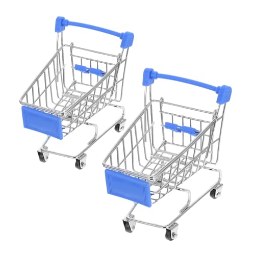 ibasenice 2 Stück Mini-einkaufswagen: Ornament, Kleines Supermarkt-handkarren-Spielzeug Für Kinder Und Erwachsene, Aus Metall, Für Schreibtischdekoration, Rollenspiel, Fotografie-Requisiten von ibasenice