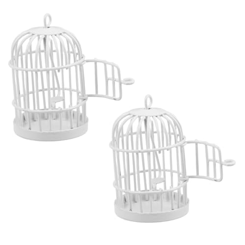 ibasenice 2stücke Puppenhaus-vogelkäfig Aus Metall Mit Schwingender Tür Vintage-Stil Miniatur-Ornament Für Heimdekoration DIY-projekte Kleiner Vogelkäfig Für Puppenhaus-Accessoires von ibasenice