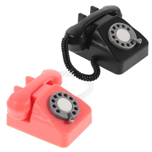 ibasenice 2 Stück Miniatur Retro Telefon Modell Vintage Wählscheiben-Telefon Dekoration Kompakt Leicht für Puppenhaus Fotorequisiten Sammler Künstlerisches Mikro-szenen-Accessoire von ibasenice