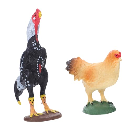 ibasenice 2 Stück Miniatur-hühnerfiguren Auf Dem Bauernhof, Realistische Henne Und Hahn, Modellspielzeug, Tiermodelle Aus Kunststoff Für Kinder, Spielset Mit Nutztieren Für Garten, von ibasenice