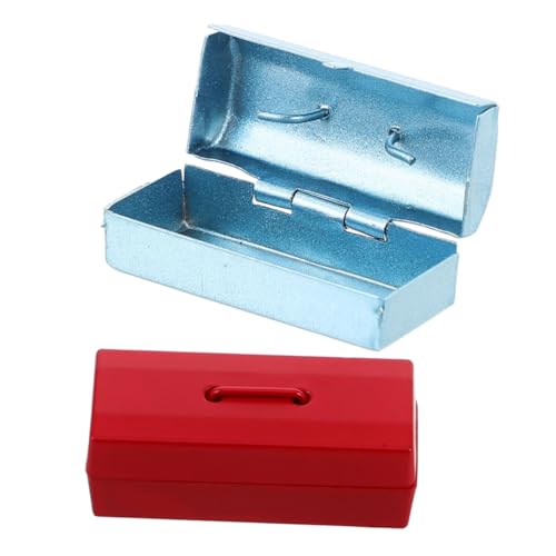 ibasenice 2 Stück Miniatur-werkzeugkasten, Puppenhaus, Mini-werkzeugkoffer Aus Metall, Puppenhaus, Miniatur-szenenmodell Für Puppenhaus, Garage, Gartenmöbel, Zubehör von ibasenice