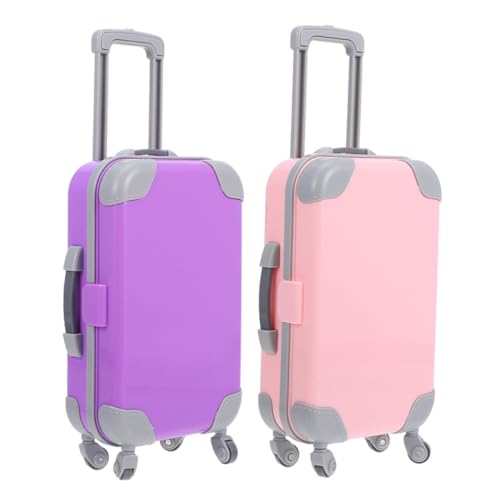 ibasenice 2 Stück Puppenkoffer Mini-Koffer Spielzeugkoffer Trolley für Puppen Koffer Puppen Aufbewahrung puppenhaus Wohnzimmer möbel Rollkoffer aus Kunststoff Puppenreisekoffer Abs von ibasenice