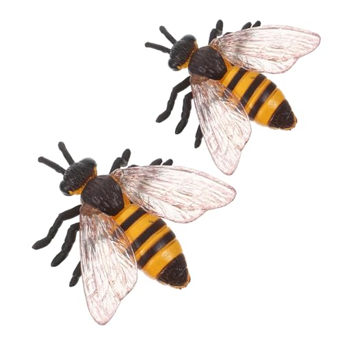 ibasenice 2 Stück Realistische Bienen Figuren aus Kleine Honigbienen Spielzeugmodelle für Pädagogische Insekten Nachbildung für Wissenschaftsprojekte Geburtstags Deko von ibasenice