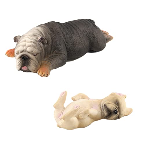 ibasenice 2 Stück Simulations-Bulldogge Hundemodellschmuck Hundemodell Kinderspielzeug Hundefigur Modell von ibasenice