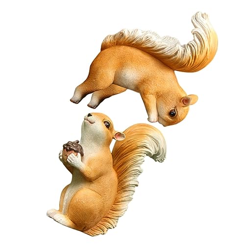 ibasenice 2 Stück Simulierte Eichhörnchen-Gartendekoration Eichhörnchenfalle Eichel Animal Figures zabawki stymulujące rozwój Tierfiguren aus Kunstharz Desktop-Eichhörnchen-Dekoration von ibasenice