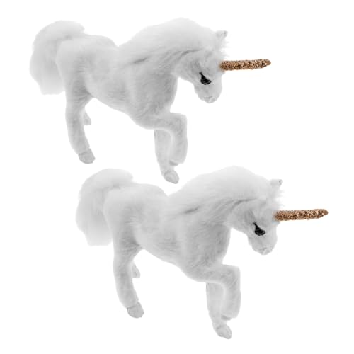ibasenice 2 Stück Teiliges Einhorn-deko- Realistische Tierfiguren mit Weichem Kunstfell Detailreiche Miniatur-Ornamente für Zuhause Büro und Outdoor-Fotografie Leicht und Tragbar von ibasenice