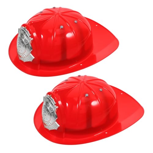 ibasenice 2 Stück Teiliges Feuerwehrhelm für Roter Feuerwehrmann Helm aus Robustem Kunststoff Feuerwehrkostüm Zubehör für Jungen und Mädchen für Karneval Halloween und Motto Partys von ibasenice