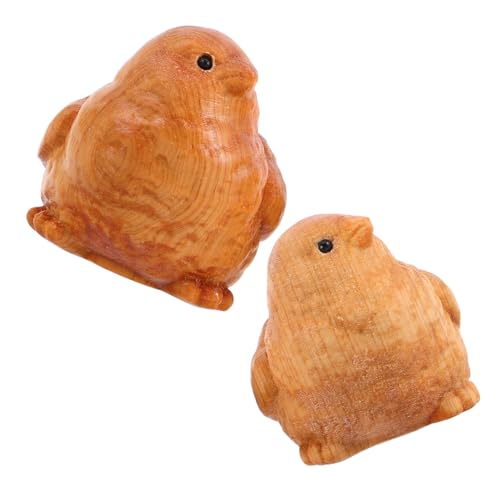 ibasenice 2 Stück Teiliges Handgeschnitzte Hühnerfiguren aus Zypressenholz Dekorative Tierornamente für Geschäfte Realistische Kunstwerke für Kreative Deko von ibasenice