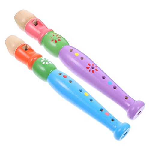 ibasenice 2 Stück Teiliges Holz Piccolo Blockflöten für Musikalisches Lernspielzeug Kurze Flöte Pädagogisches Instrument Kreative Klangspielzeuge Farblich Sortiert Zufällige Zufällige Farbe von ibasenice