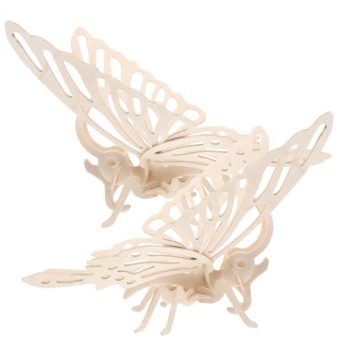 ibasenice 2 Stück Teiliges Holzpuzzle Schmetterling Tiermodell Lernspielzeug für Interaktives DIY Puzzle zur Kreativität Konzentration und Feinmotorik Langlebiges Holzspielzeug von ibasenice