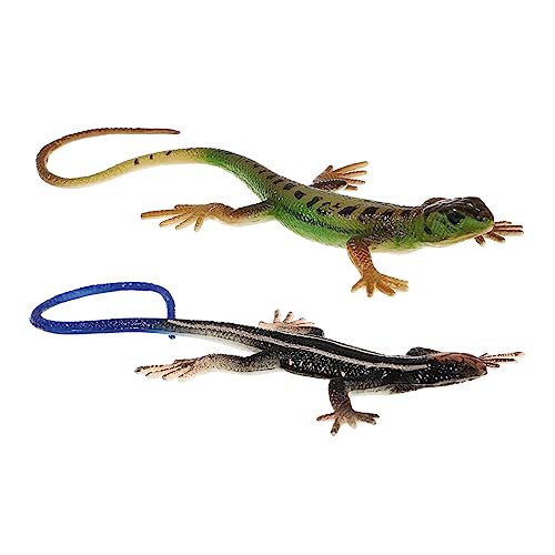ibasenice 2 Stück Teiliges Kunststoff Eidechsen für Realistische Reptilienmodelle in Grün und Blau Langlebig und Detailgetreu Pädagogisches Lernspielzeug zur Frühen Erkennung und von ibasenice