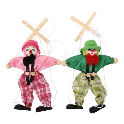 ibasenice 2 Stück Teiliges Marionetten Puppenspiel aus Holz Lustige Clown und Piratenfiguren Spielbare Marionette für Puppentheater Dekorativ und Langlebig String Puppets von ibasenice