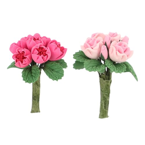ibasenice 2 Stück Teiliges Miniatur Puppenhaus Blumenstrauß Realistische Künstliche Blumen aus Resin Kleines Dekoratives Bouquet für Miniaturhäuser Tragbar und Langlebig für Puppenhaus von ibasenice