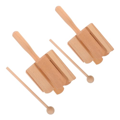 ibasenice 2 Stück Teiliges Orff Percussion Instrument Holz Rhythmusinstrumente mit Schlägel Musikspielzeug für Montessori Früherziehung Sicherer Holzklangstab zur Koordinationsförderung von ibasenice