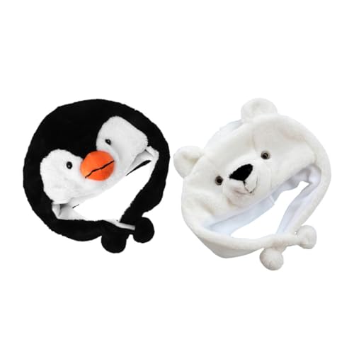 ibasenice 2 Stück Teiliges Plüsch Tiermütze Pinguin Weißbär Kuschelig Sanft Leicht Für Karneval Cosplay Halloween Weihnachtsfeier Alltagsspielzeug von ibasenice