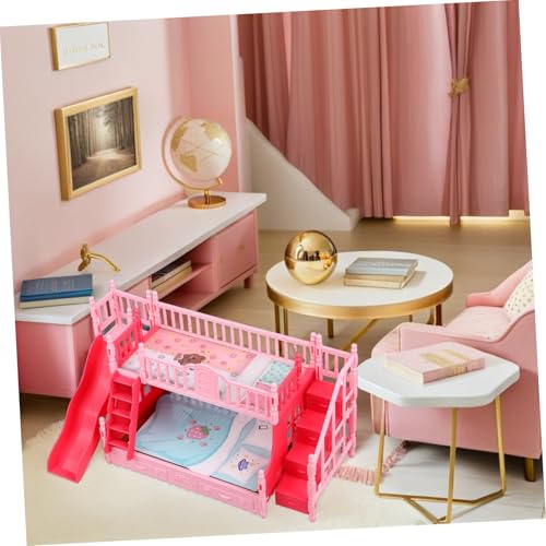 ibasenice 2 Stück Teiliges Puppenhaus Doppelstockbett mit Treppe und Rutsche Miniatur Schlafzimmermöbel für Rollenspiel Realistische Puppenbett-deko für Mädchen und Familie von ibasenice