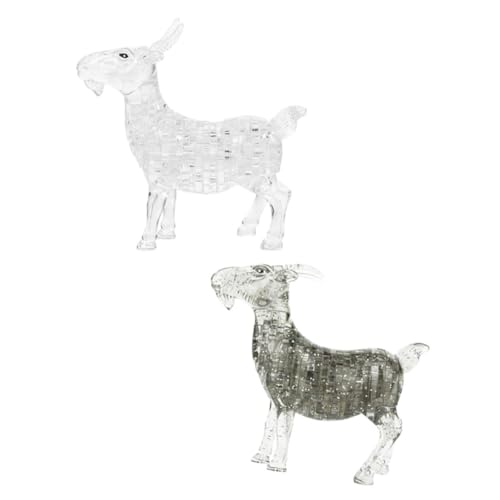 ibasenice 2 Stück Teiliges Puzzleset Kleine Ziegenskulptur Plastische Tierfigur mit Glatter Oberfläche Dekoratives Tischornament für Wohnzimmer Büro und Regaldekoration von ibasenice