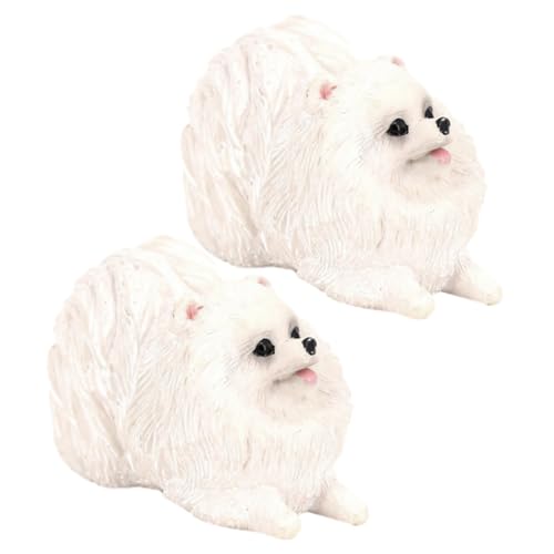 ibasenice 2 Stück Teiliges Realistisches Pomeranian Hundemodell aus Robustem PVC Detailgetreue Miniatur Welpenfiguren Lebensechte Tierdekoration für Zuhause Lernspielzeug und Schreibtisch von ibasenice