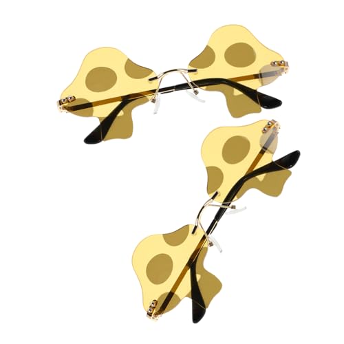 ibasenice 2 Stück Vintage Pilz Sonnenbrillen Randlos Retro Stil Unregelmäßige Rahmen Kreative Partybrillen Unisex für Festivals Kostüme und Sommerveranstaltungen von ibasenice