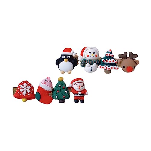 ibasenice 2 Stück Weihnachts Haarspangen aus Hochwertigem Harz Leichte Langlebige Cartoon Haarklammern mit Niedlichem Weihnachtsmann und Rentier Design Schonend für Kinderhaar Festlicher von ibasenice