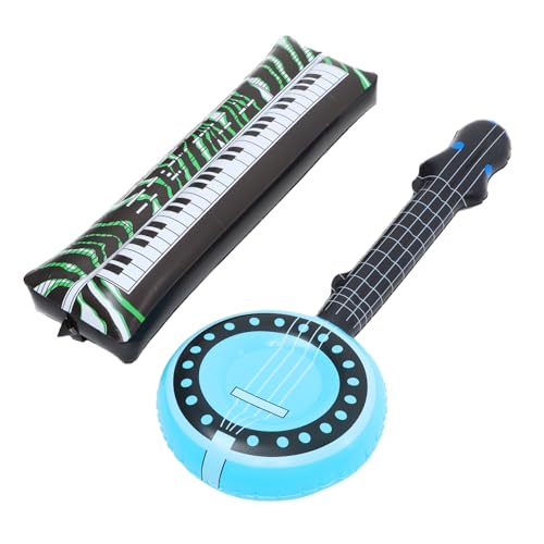 ibasenice 2 Stück aufblasbare musikinstrumente aufblasbares Keyboard Aufblasbares Banjo Requisiten Party Erwachsene tragbares Inflationsinstrument Interessantes Inflationsinstrument PVC von ibasenice