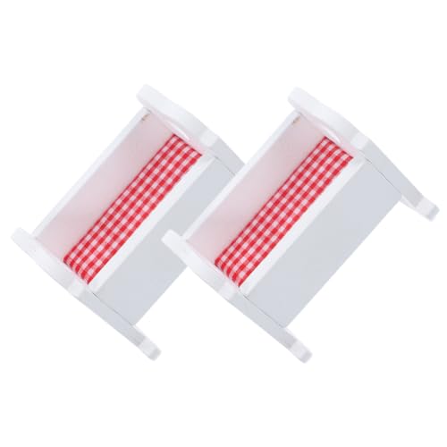 ibasenice 2 Stück puppenhaus Wiege Bett Mini-Hausbett Basteln mit Puppenkrippen babybett Miniatur Mini -Krippe puppenstubenmöbel Dollhouse Furniture Miniatur Wiege Puppenhaus Babybett Holz von ibasenice